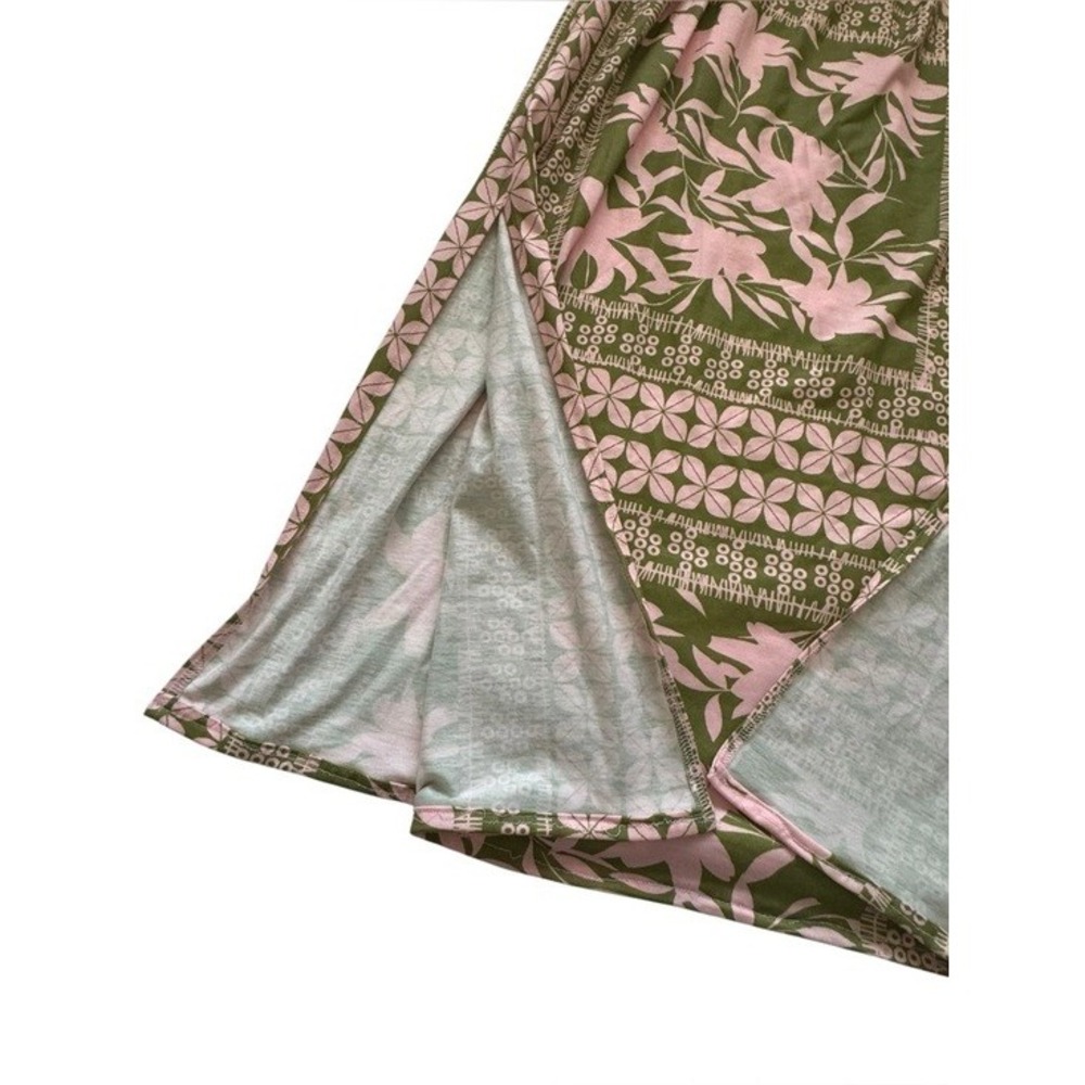 Unbranded Green & Pink Floral Boho Tropical Maxi Dress Kimono Sleeve Size Small - Picture 7 of 13